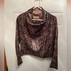 BlankNYC Faux Leather Jacket in Brown Snake Print size Small